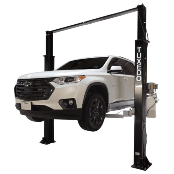 Asymmetric 2 Post Car Lift Clear Floor 9,000 lbs. Capacity Heavy Duty in Black