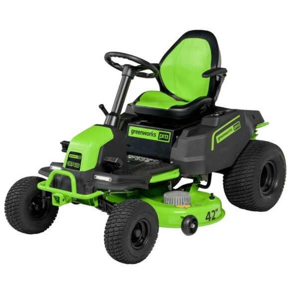 Greenworks Pro 42 in. 60V Cordless Battery Electric CrossoverT Tractor Riding Lawn Mower, (4) 8 Ah Battery and (2) Chargers